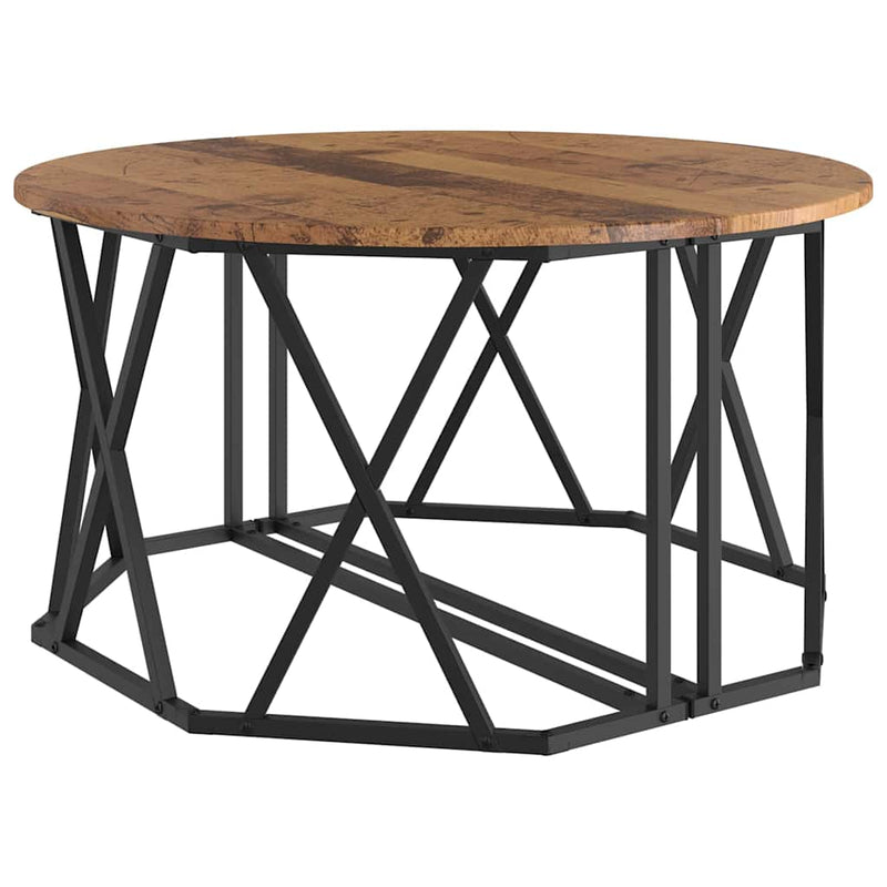 vidaXL Dohányzóasztal Régi fa 80 x 80 x 42 cm Műszaki fa és acél