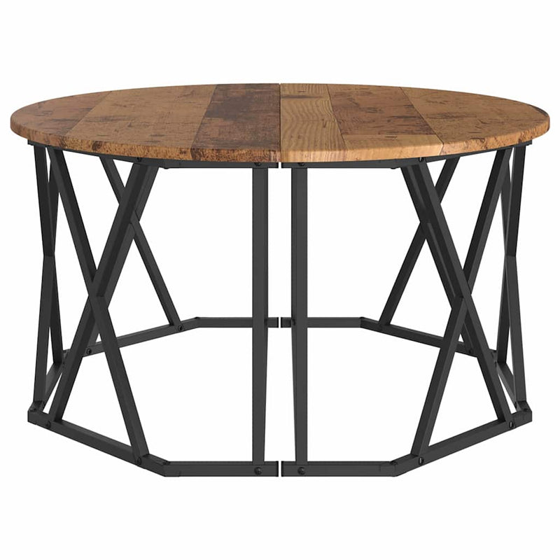 vidaXL Dohányzóasztal Régi fa 80 x 80 x 42 cm Műszaki fa és acél