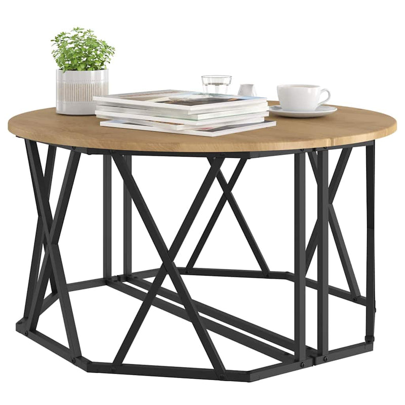 vidaXL Dohányzóasztal Artisan tölgy 80 x 80 x 42 cm Műszaki fa és acél