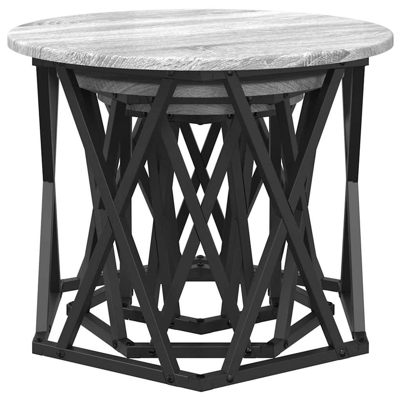 vidaXL Fészek oldalsó asztal 3 pcs Szürke sonoma 53 x 53 x 40 cm