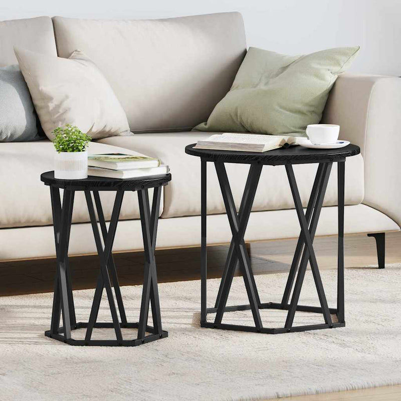 vidaXL Dohányzóasztal 2 pcs Musta tammi 50 x 50 x 50 cm