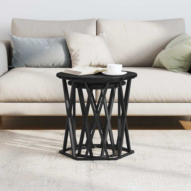 vidaXL Dohányzóasztal 2 pcs Musta tammi 50 x 50 x 50 cm