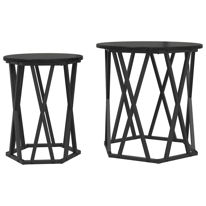 vidaXL Dohányzóasztal 2 pcs Musta tammi 50 x 50 x 50 cm