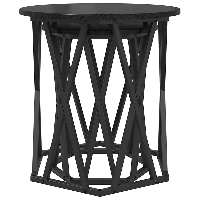 vidaXL Dohányzóasztal 2 pcs Fekete tölgy Műszaki fa és acél