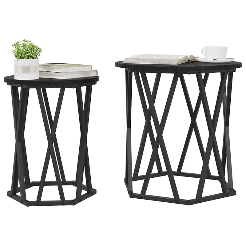 vidaXL Dohányzóasztal 2 pcs Musta tammi 50 x 50 x 50 cm