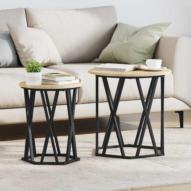 vidaXL Dohányzóasztal 2 pcs sonoma tölgy 50 x 50 x 50 cm