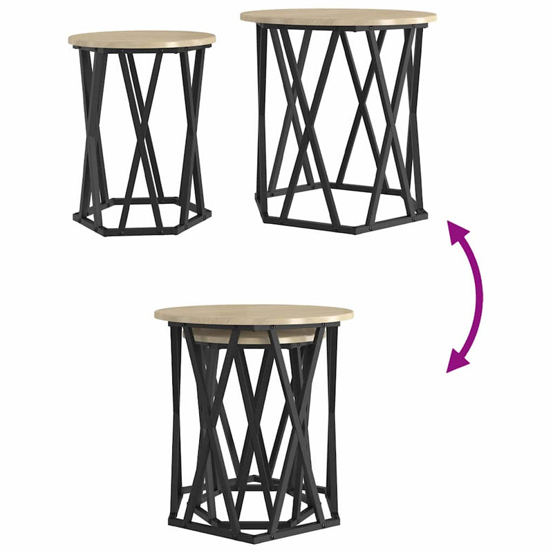 vidaXL Dohányzóasztal 2 pcs Sonoma tölgy Műszaki fa és acél
