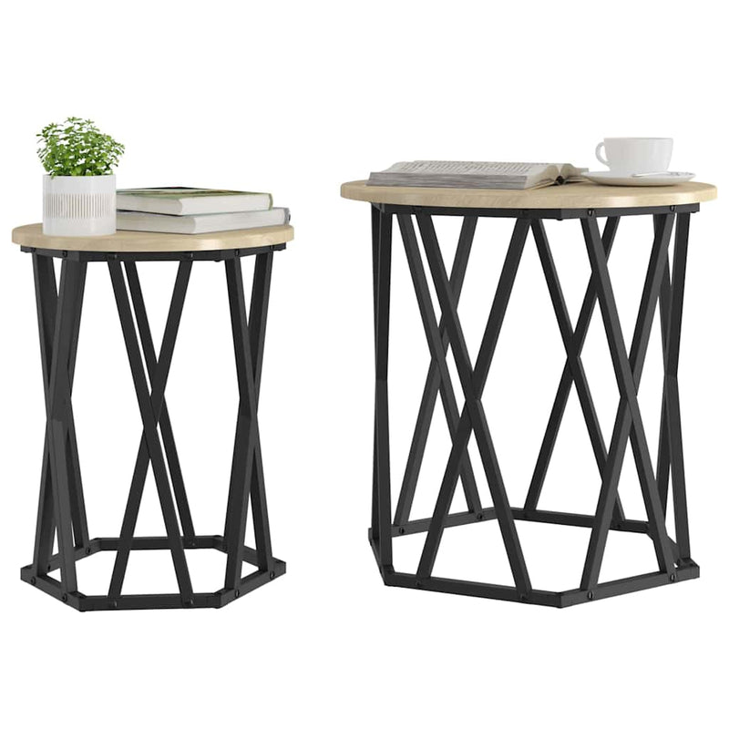 vidaXL Dohányzóasztal 2 pcs sonoma tölgy 50 x 50 x 50 cm