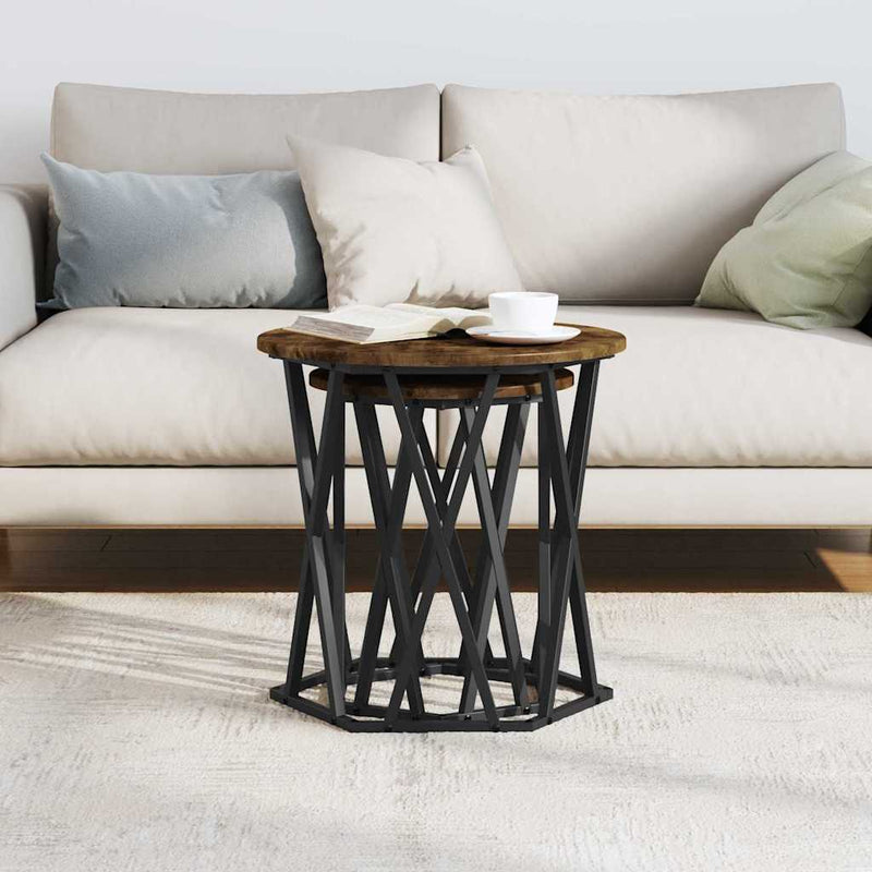 vidaXL Dohányzóasztal 2 pcs Füstölt tölgy 50 x 50 x 50 cm