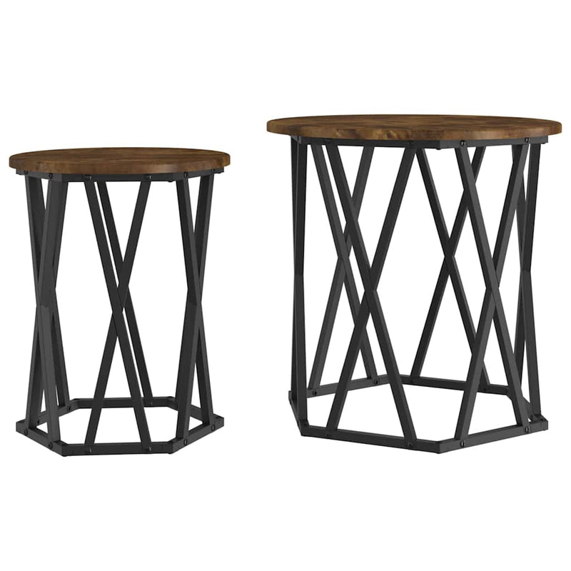 vidaXL Dohányzóasztal 2 pcs Füstölt tölgy 50 x 50 x 50 cm