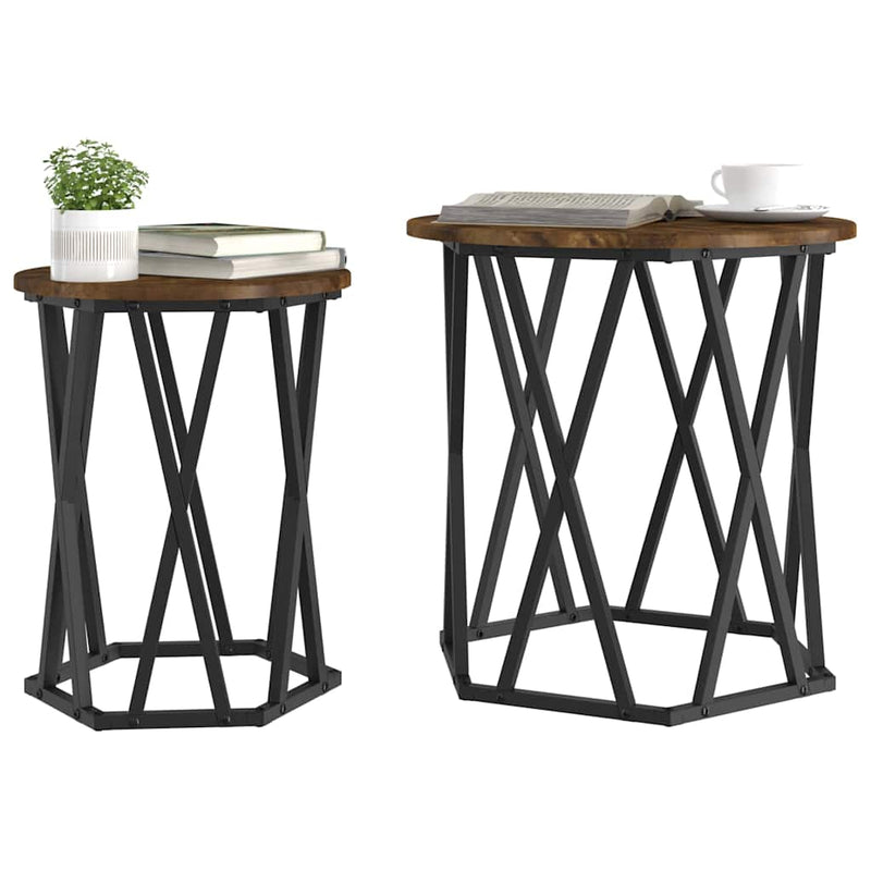 vidaXL Dohányzóasztal 2 pcs Füstölt tölgy 50 x 50 x 50 cm