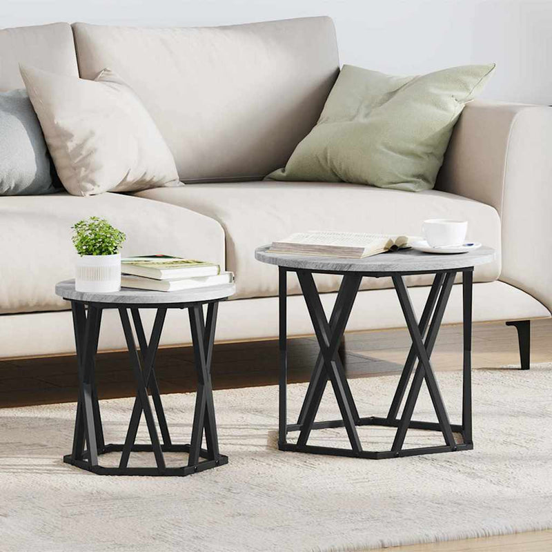 vidaXL Dohányzóasztal 2 pcs Szürke sonoma 50 x 50 x 50 cm