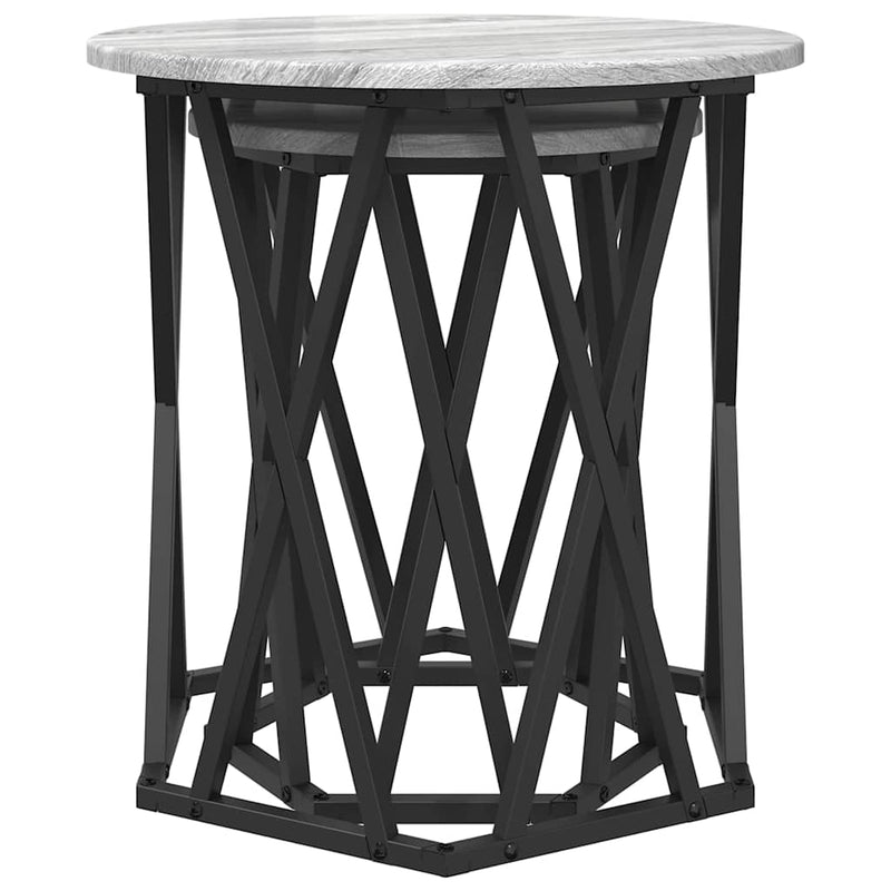 vidaXL Dohányzóasztal 2 pcs Szürke Sonoma Műszaki fa és acél