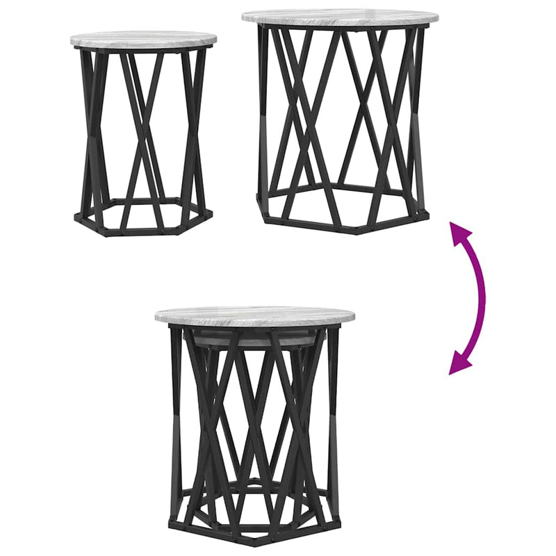 vidaXL Dohányzóasztal 2 pcs Szürke sonoma 50 x 50 x 50 cm