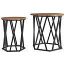 vidaXL Dohányzóasztal 2 pcs Öreg fa Műszaki fa és acél