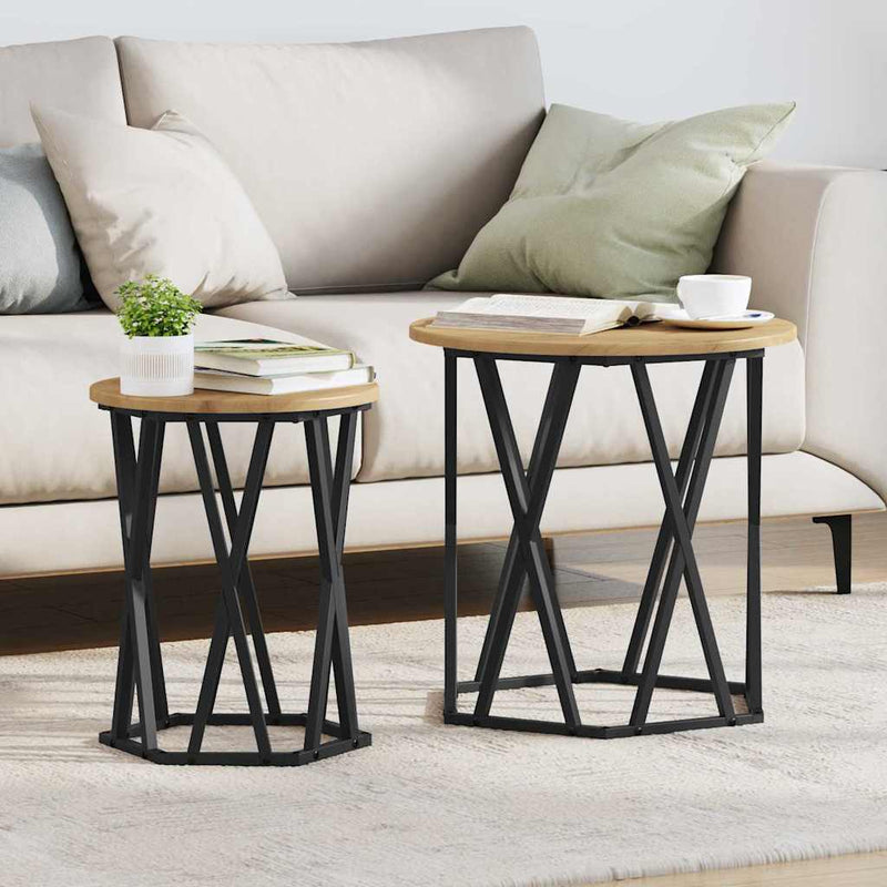 vidaXL Dohányzóasztal 2 pcs kézműves tölgy 50 x 50 x 50 cm