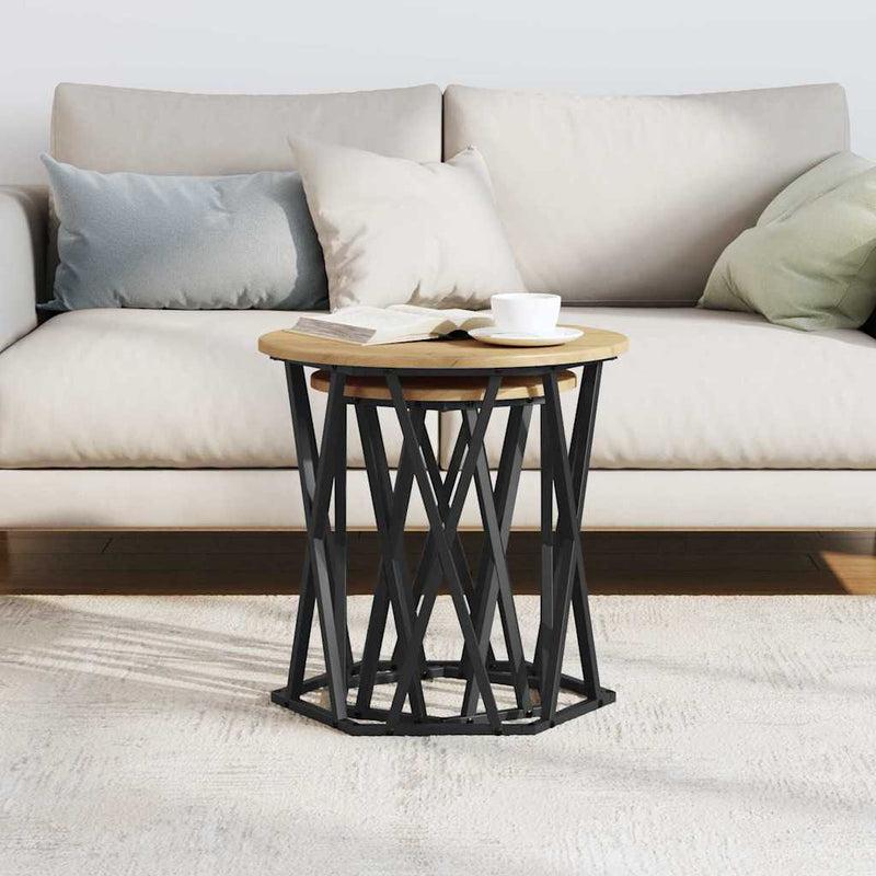 vidaXL Dohányzóasztal 2 pcs kézműves tölgy 50 x 50 x 50 cm
