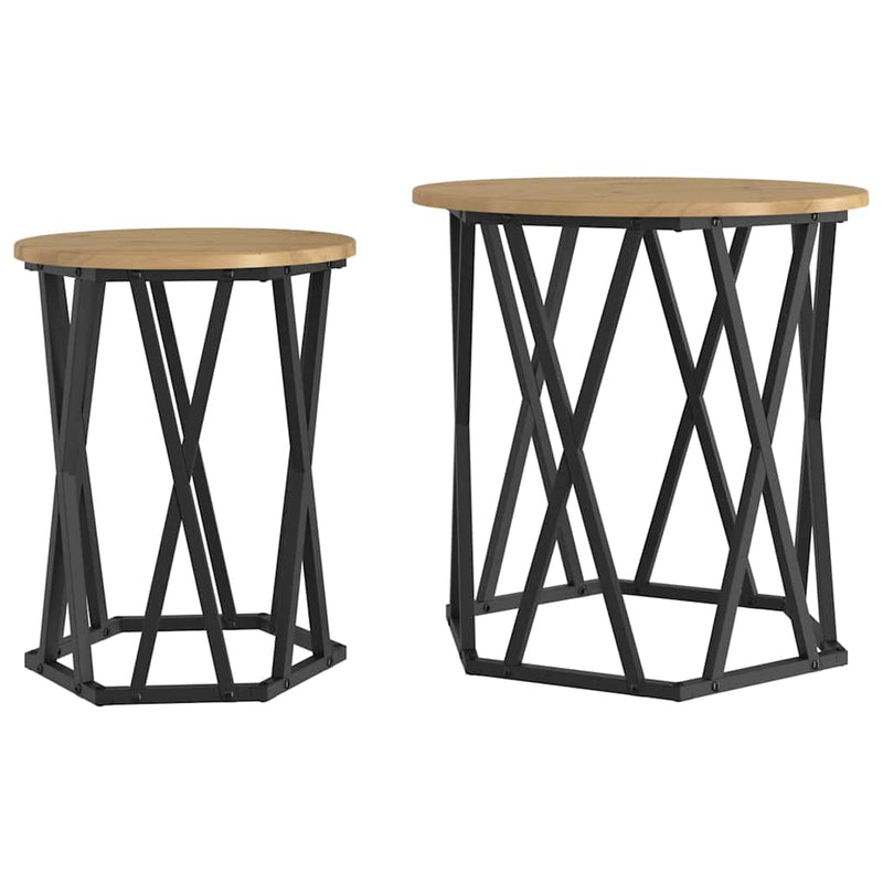 vidaXL Dohányzóasztal 2 pcs kézműves tölgy 50 x 50 x 50 cm