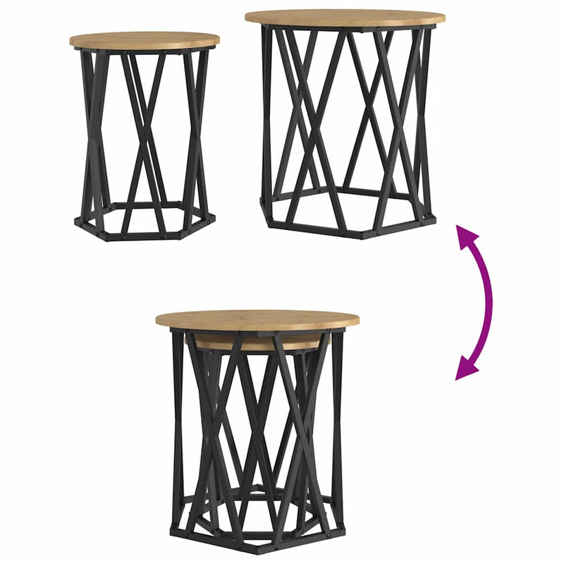 vidaXL Dohányzóasztal 2 pcs kézműves tölgy 50 x 50 x 50 cm