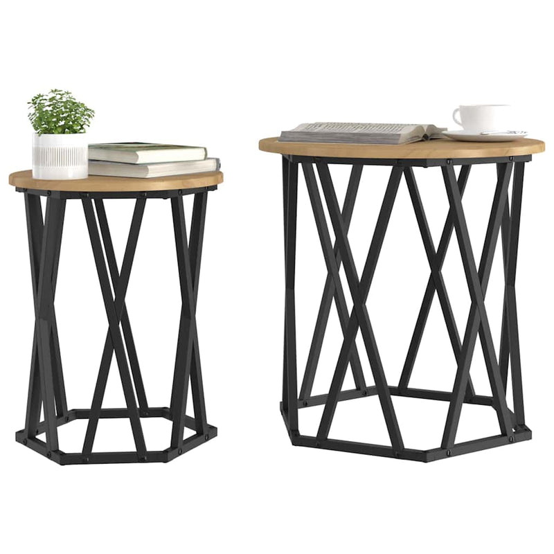 vidaXL Dohányzóasztal 2 pcs kézműves tölgy 50 x 50 x 50 cm