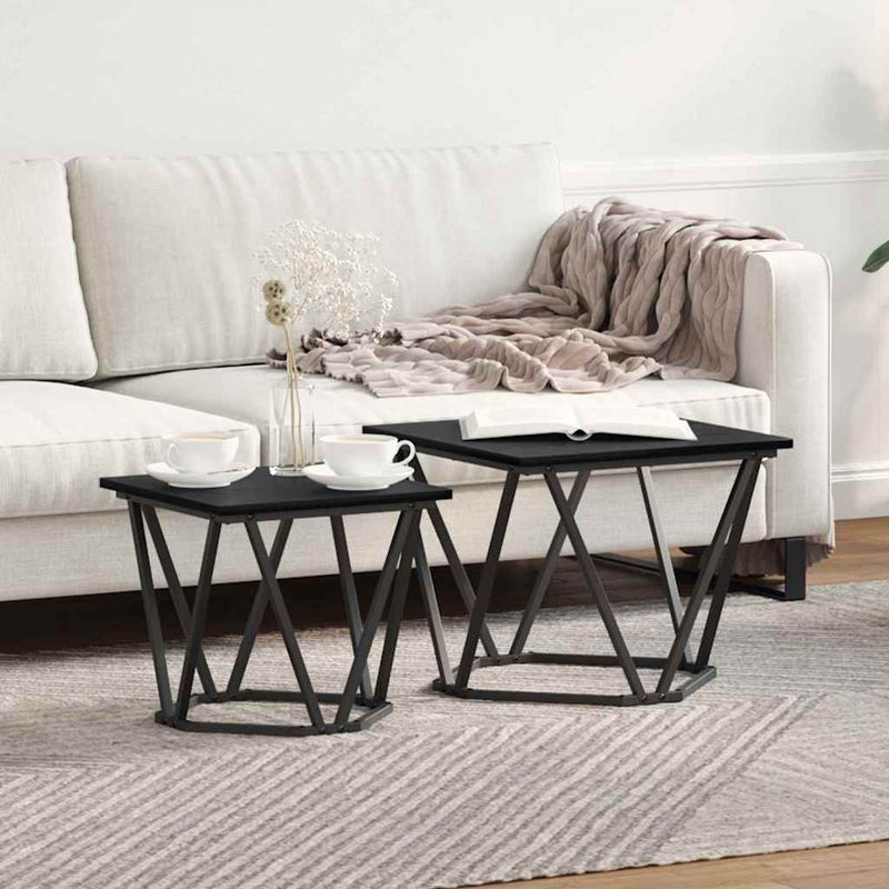 vidaXL Kisasztal készlet 2 pcs Musta tammi 50 x 50 x 40 cm