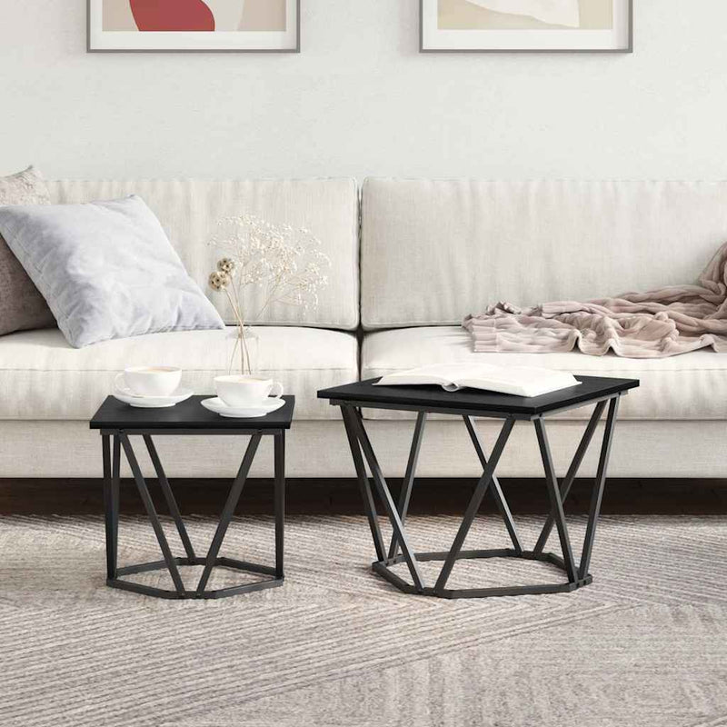 vidaXL Kisasztal készlet 2 pcs Musta tammi 50 x 50 x 40 cm