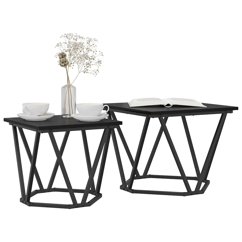vidaXL Kisasztal készlet 2 pcs Musta tammi 50 x 50 x 40 cm