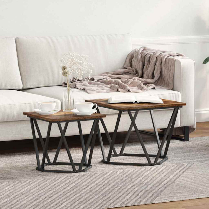 vidaXL Kisasztal készlet 2 pcs Füstölt tölgy 50 x 50 x 40 cm