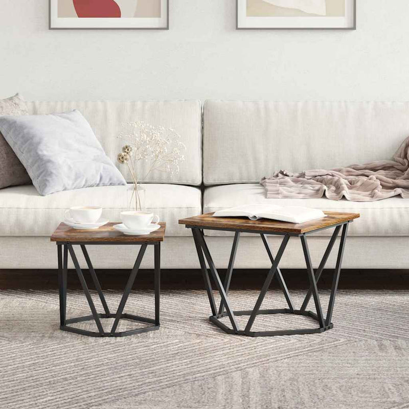 vidaXL Kisasztal készlet 2 pcs Füstölt tölgy Műszaki fa és acél