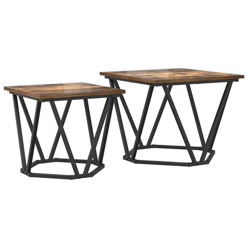 vidaXL Kisasztal készlet 2 pcs Füstölt tölgy 50 x 50 x 40 cm