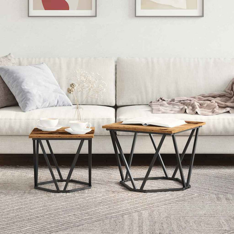vidaXL Kisasztal készlet 2 pcs Újrahasznosított fa 50 x 50 x 40 cm
