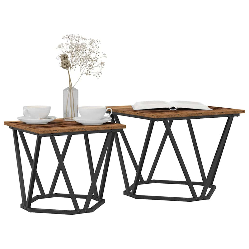 vidaXL Kisasztal készlet 2 pcs Újrahasznosított fa 50 x 50 x 40 cm