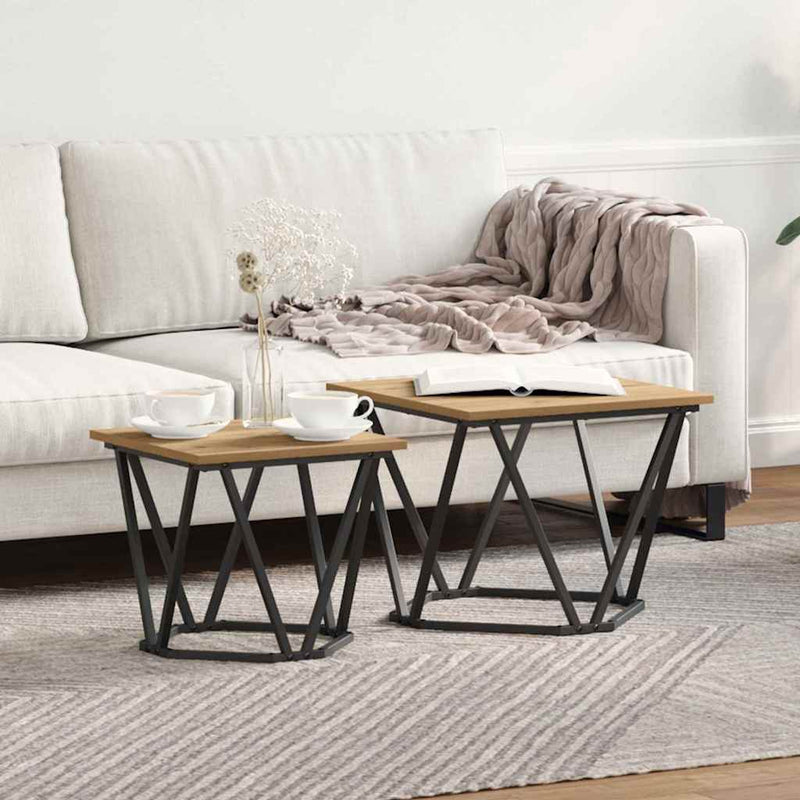 vidaXL Kisasztal készlet 2 pcs kézműves tölgy 50 x 50 x 40 cm