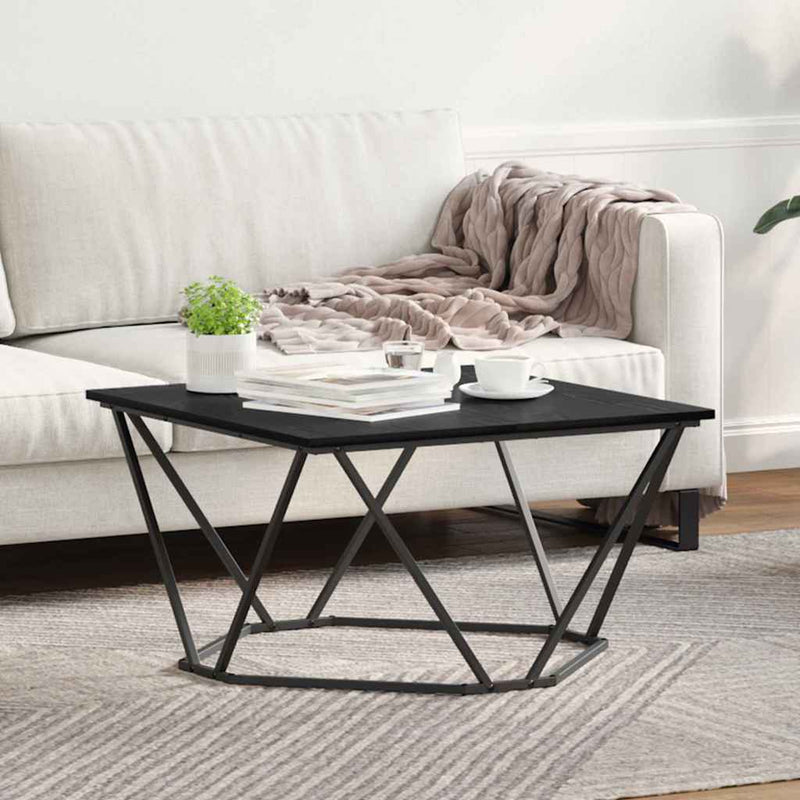 vidaXL Dohányzóasztal Musta tammi 80 x 80 x 45 cm Műszaki fa és acél