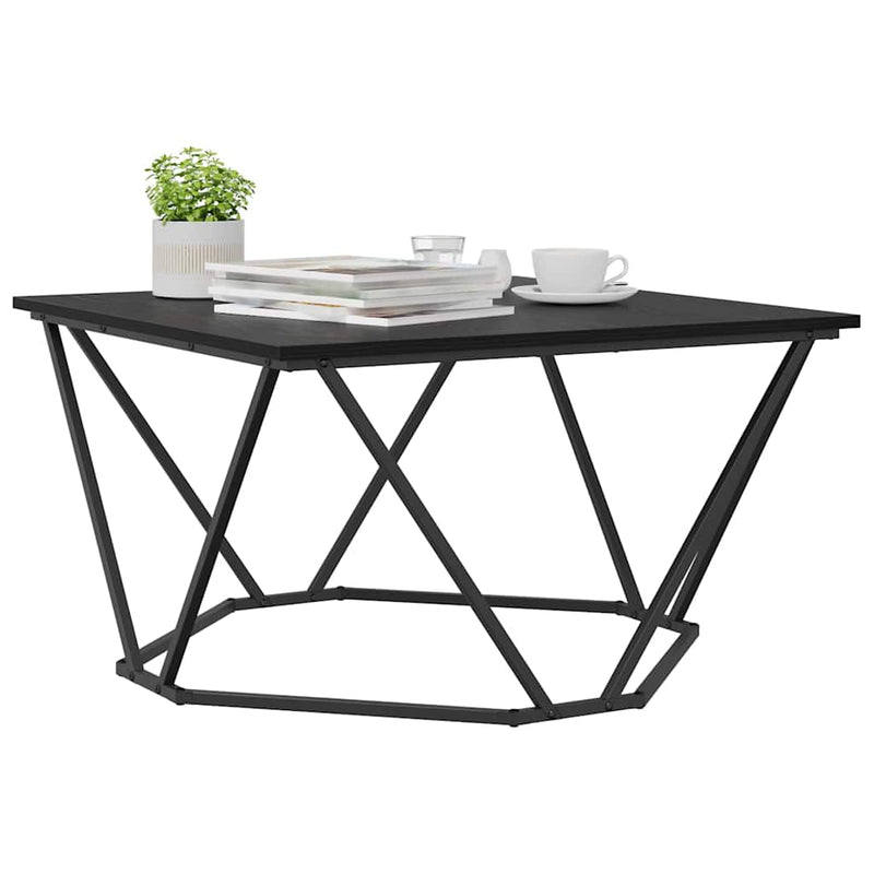 vidaXL Dohányzóasztal Musta tammi 80 x 80 x 45 cm Műszaki fa és acél