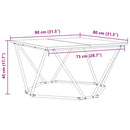 vidaXL Dohányzóasztal Fekete tölgy 80 x 80 x 45 cm Műszaki fa és acél