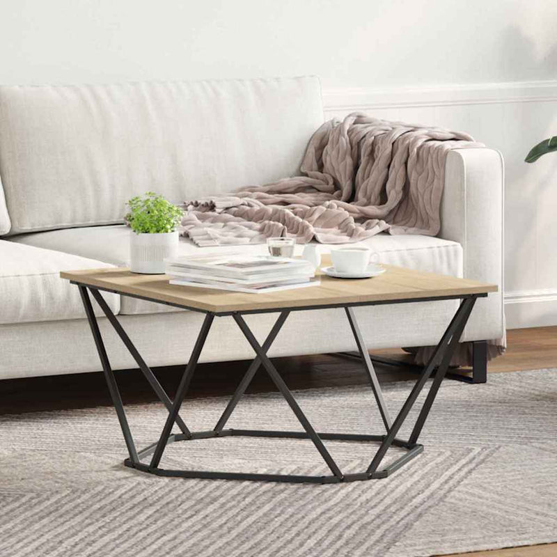 vidaXL Dohányzóasztal sonoma tölgy 80 x 80 x 45 cm Műszaki fa és acél