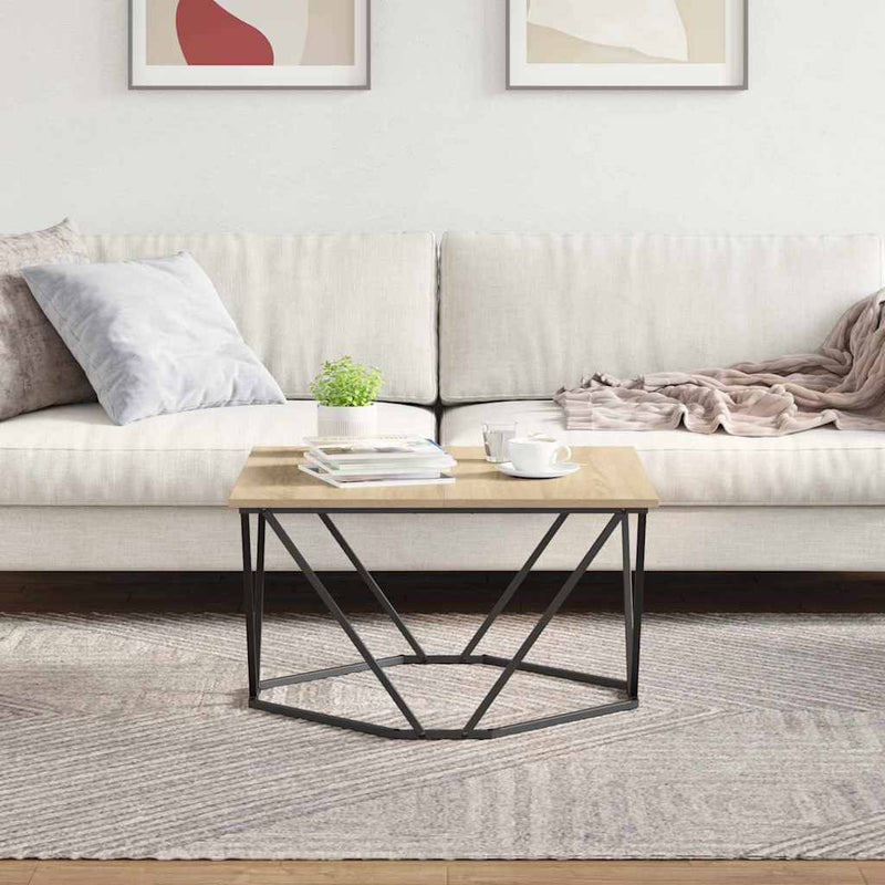 vidaXL Dohányzóasztal sonoma tölgy 80 x 80 x 45 cm Műszaki fa és acél