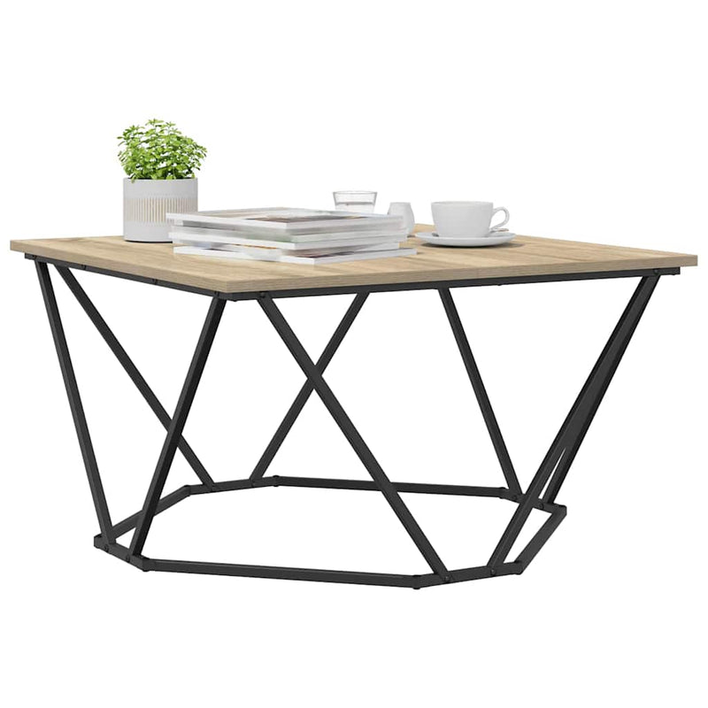 vidaXL Dohányzóasztal sonoma tölgy 80 x 80 x 45 cm Műszaki fa és acél