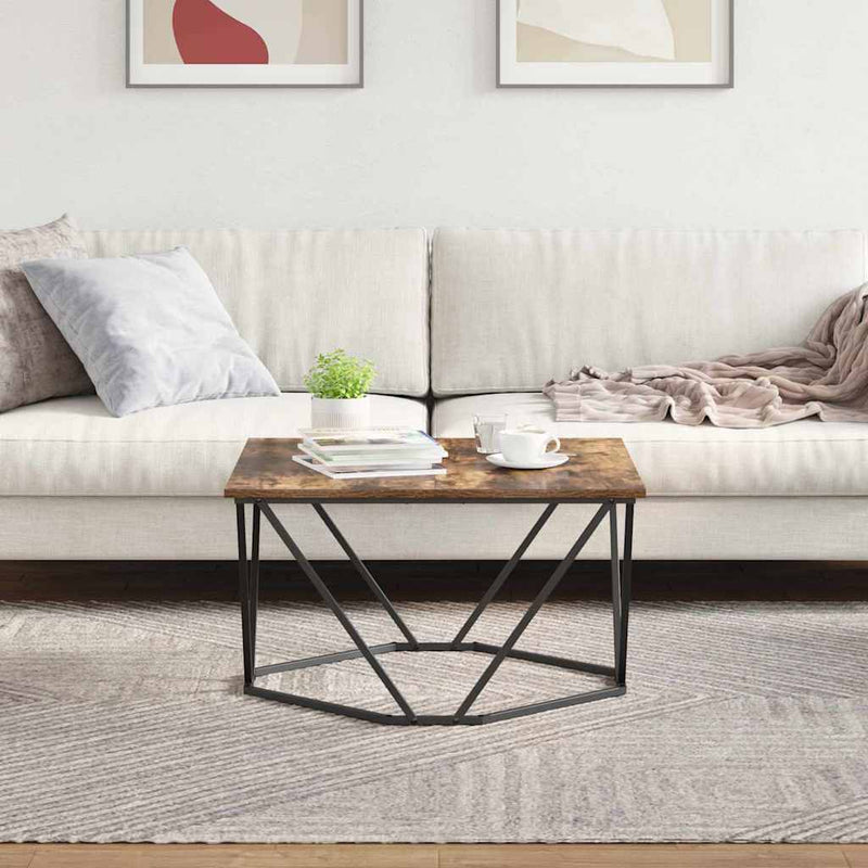vidaXL Dohányzóasztal Füstölt tölgy 80 x 80 x 45 cm Műszaki fa és acél