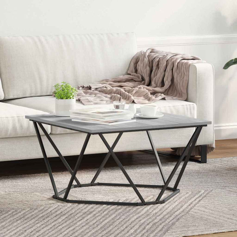 vidaXL Dohányzóasztal Szürke sonoma 80 x 80 x 45 cm Műszaki fa és acél