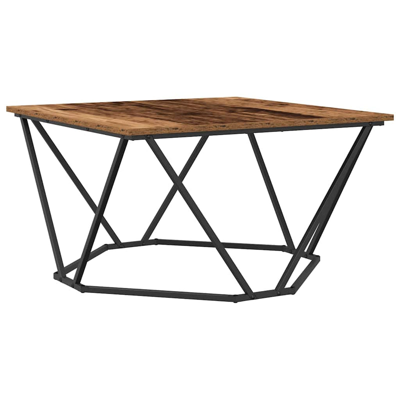 vidaXL Dohányzóasztal Régi fa 80 x 80 x 45 cm Műszaki fa és acél