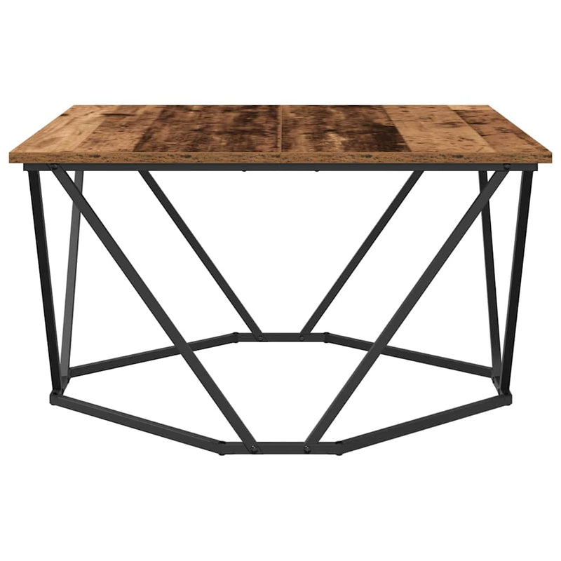 vidaXL Dohányzóasztal Régi fa 80 x 80 x 45 cm Műszaki fa és acél