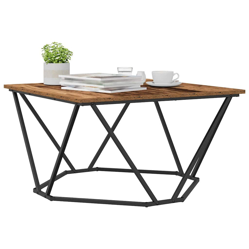 vidaXL Dohányzóasztal Régi fa 80 x 80 x 45 cm Műszaki fa és acél