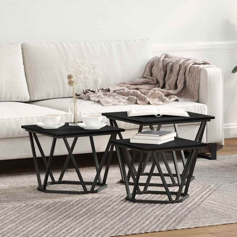 vidaXL Dohányzóasztal 3 pcs Musta tammi 50 x 50 x 40 cm
