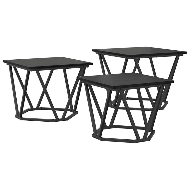 vidaXL Dohányzóasztal 3 pcs Musta tammi 50 x 50 x 40 cm