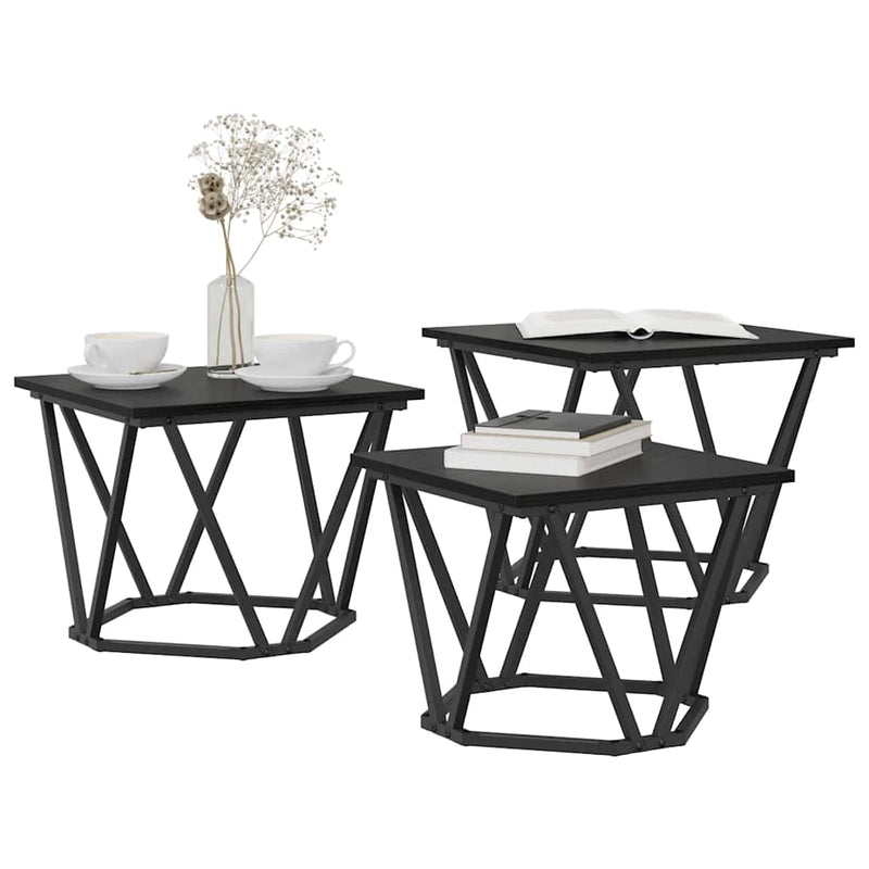 vidaXL Dohányzóasztal 3 pcs Musta tammi 50 x 50 x 40 cm