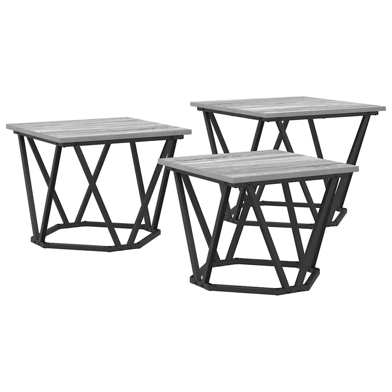 vidaXL Dohányzóasztal 3 pcs Szürke sonoma 50 x 50 x 40 cm