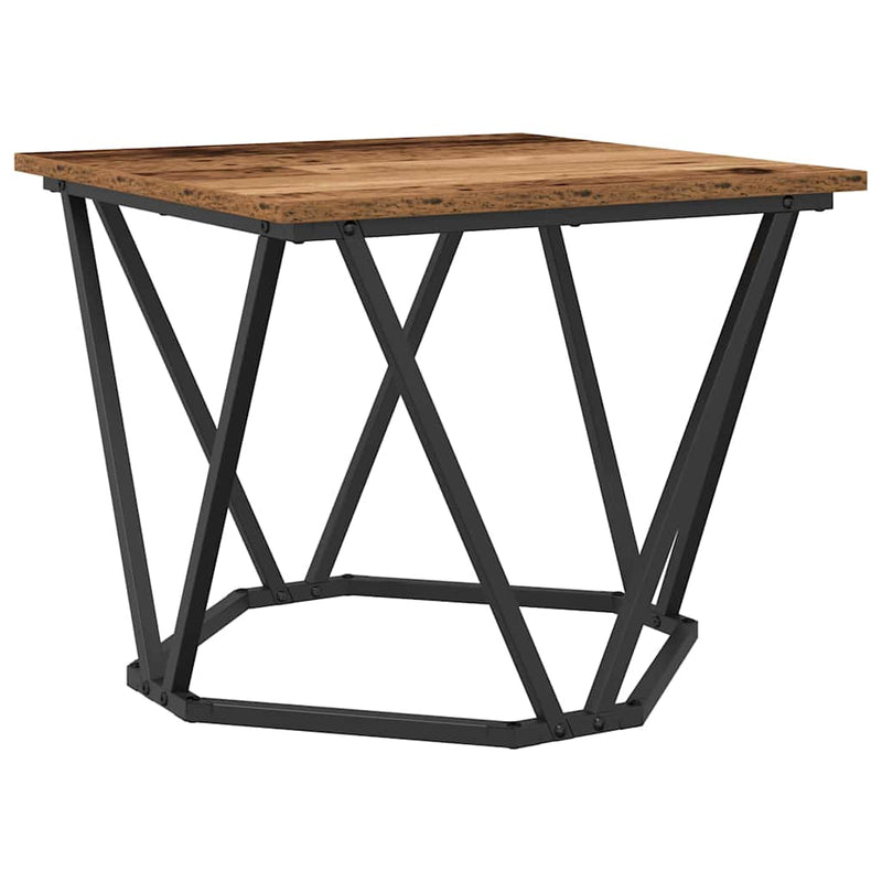 vidaXL Dohányzóasztal 3 pcs Régi fa 50 x 50 x 40 cm Műszaki fa és acél