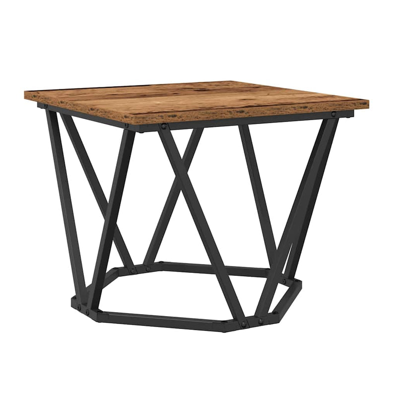vidaXL Dohányzóasztal 3 pcs Régi fa 50 x 50 x 40 cm Műszaki fa és acél